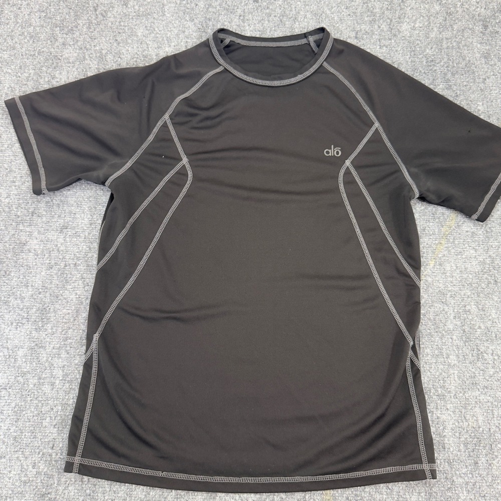 Alo Short Sleeve Performance Training Shirt Black Size Medium